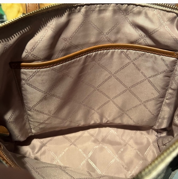 Michael Kors Jet Set Logo Top-Zip Tote Bag Cream & Brown EUC - Picture 10 of 10